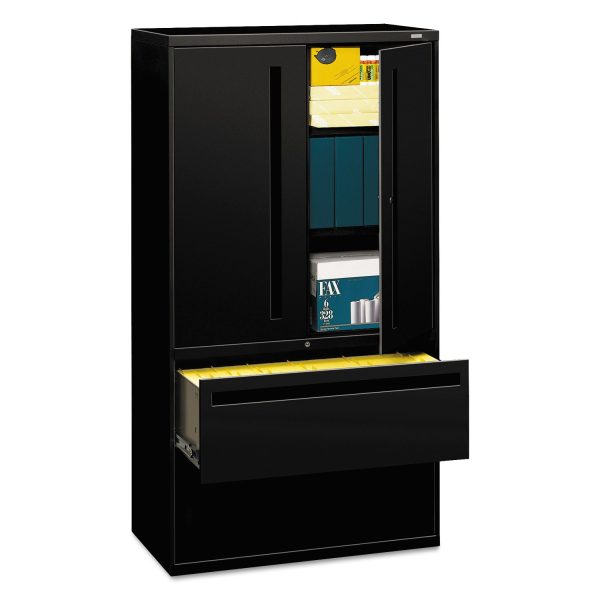 Brigade 700 Series Lateral File, Three-Shelf Enclosed Storage, 2 Legal Letter-Size File Drawers, Black, 36  x 18  x 64.25 Cheap