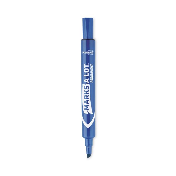 MARKS A LOT Large Desk-Style Permanent Marker, Broad Chisel Tip, Blue, Dozen (8886) Online now