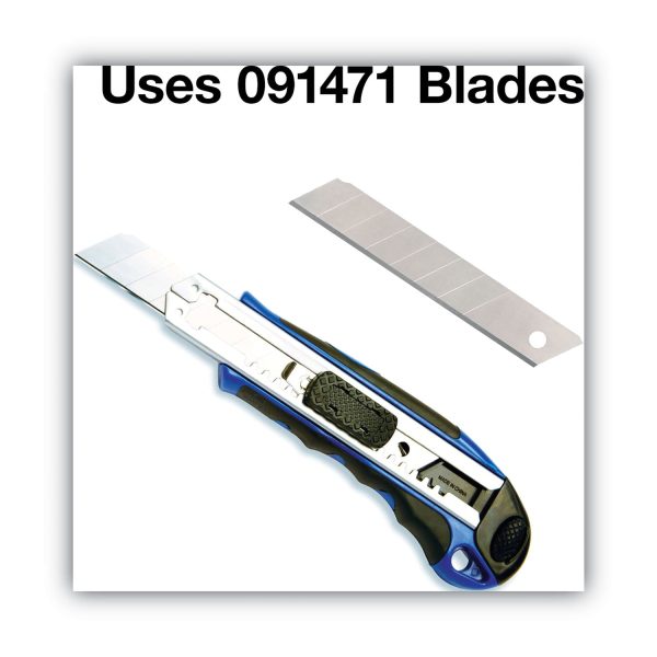 Heavy-Duty Snap Blade Utility Knife, Four 8-Point Blades, Retractable 4  Blade, 5.5  Plastic Rubber Handle, Blue Online Sale - Image 4