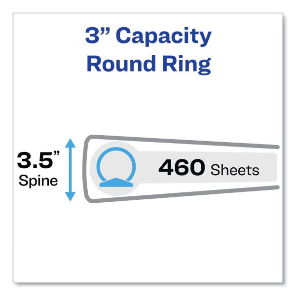 Economy View Binder with Round Rings , 3 Rings, 3  Capacity, 11 x 8.5, White, (5741) Supply - Image 2