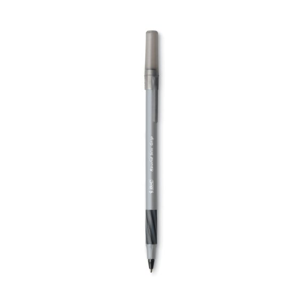 Round Stic Grip Xtra Comfort Ballpoint Pen, Easy-Glide, Stick, Medium 1.2 mm, Black Ink, Gray Black Barrel, Dozen For Discount - Image 2