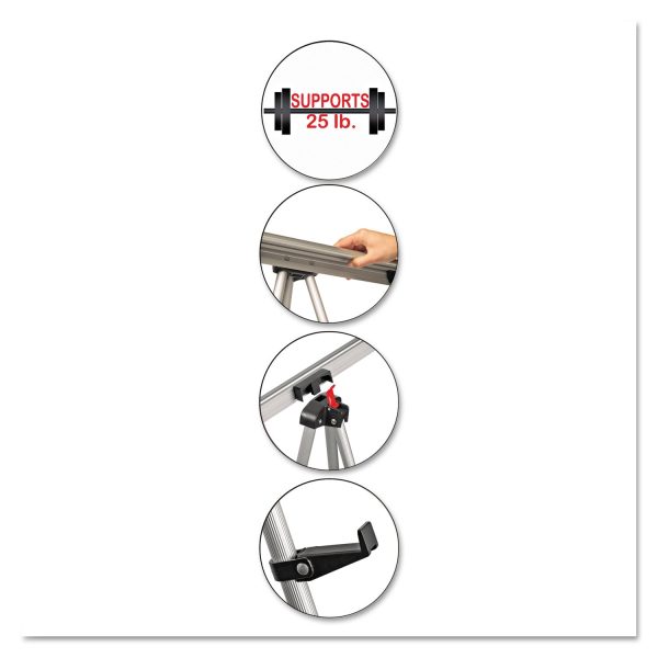 Telescoping Tripod Display Easel, Adjusts 35  to 64  High, Metal, Silver For Sale - Image 3