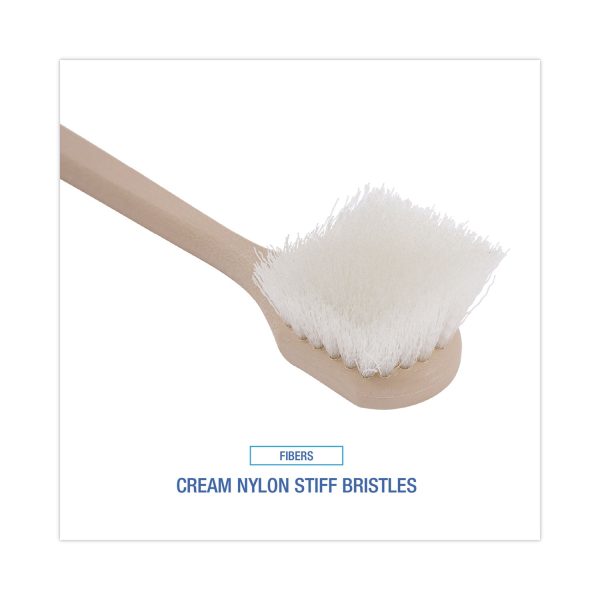 Utility Brush, Cream Nylon Bristles, 5.5  Brush, 14.5  Tan Plastic Handle Cheap - Image 4