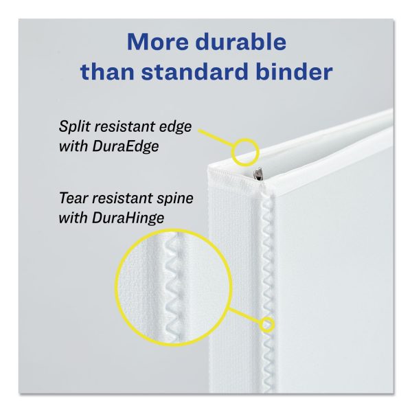 Durable View Binder with DuraHinge and EZD Rings, 3 Rings, 1  Capacity, 11 x 8.5, White, (9301) Cheap - Image 4