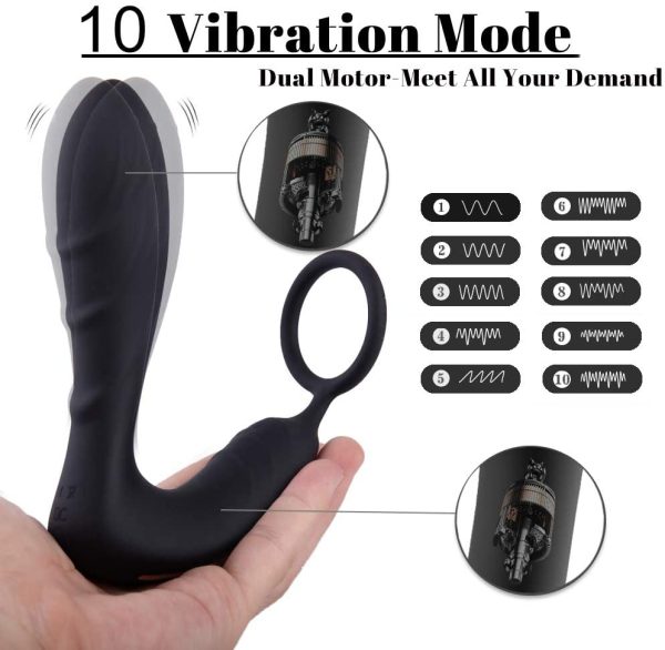 Vibration Dual-Motor Prostate Massager With Penis Ring Online Hot Sale - Image 4