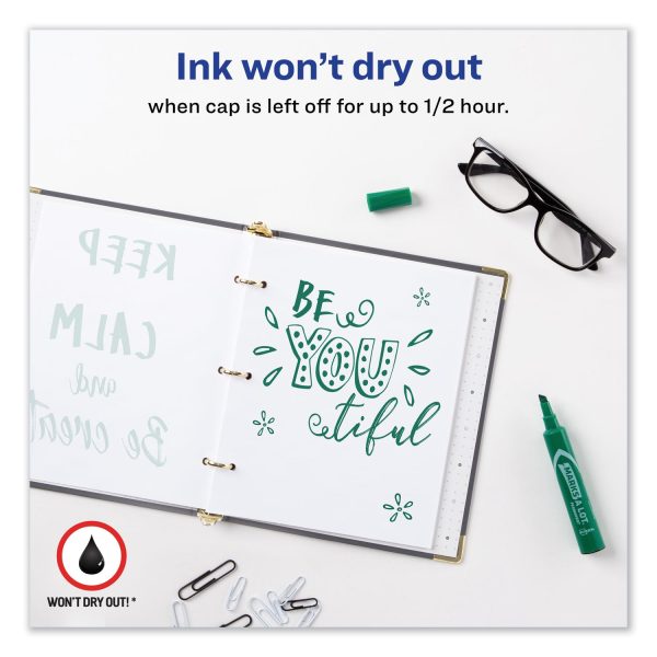 MARKS A LOT Regular Desk-Style Permanent Marker, Broad Chisel Tip, Green, Dozen (7885) Online - Image 3