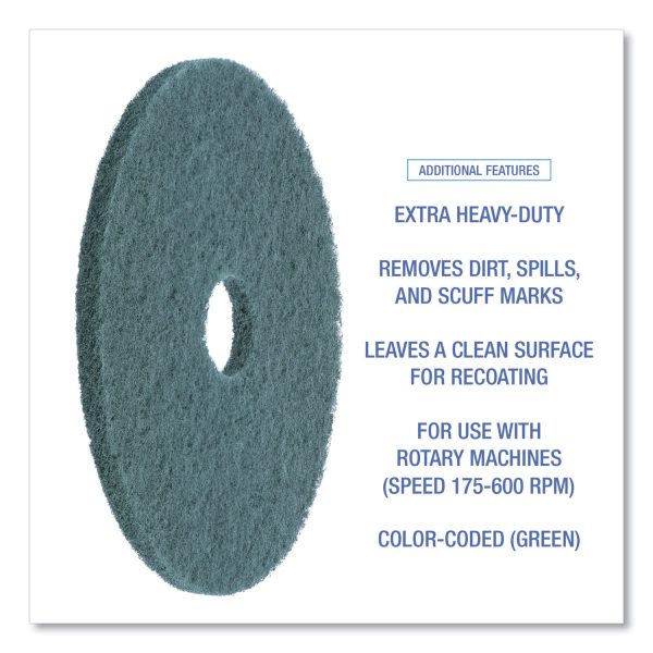 Heavy-Duty Scrubbing Floor Pads, 17  Diameter, Green, 5 Carton on Sale - Image 4