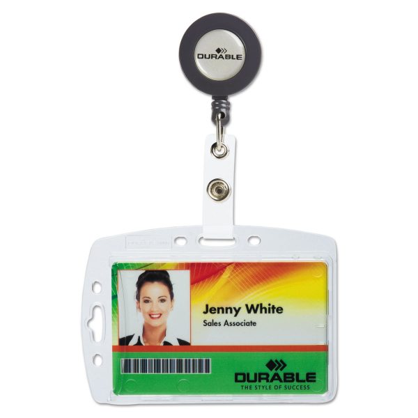 ID Security Card Holder Set, Vertical Horizontal, Reel, Clear, 10 Pack Discount - Image 2