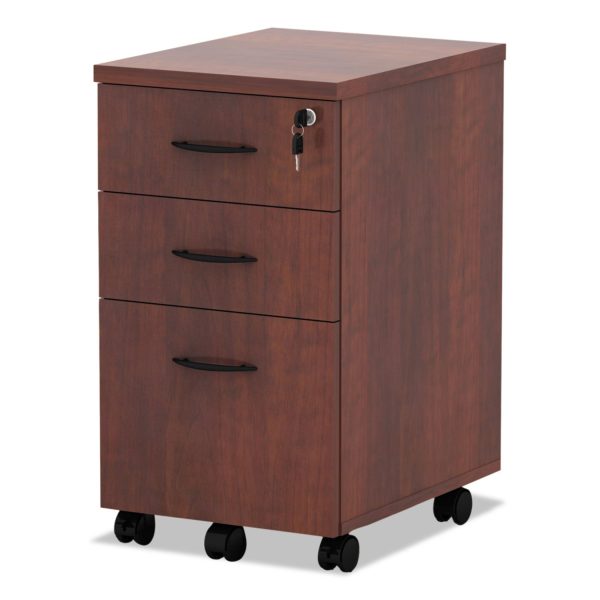 Alera Valencia Series Mobile Pedestal File, Left Right, 3-Drawer: Box Box File, Legal Letter, Cherry, 15.88  x 20.5  x 28.38 For Sale - Image 3