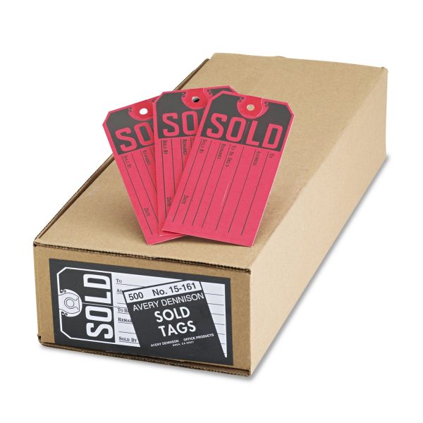 Sold Tags, Paper, 4.75 x 2.38, Red Black, 500 Box For Discount