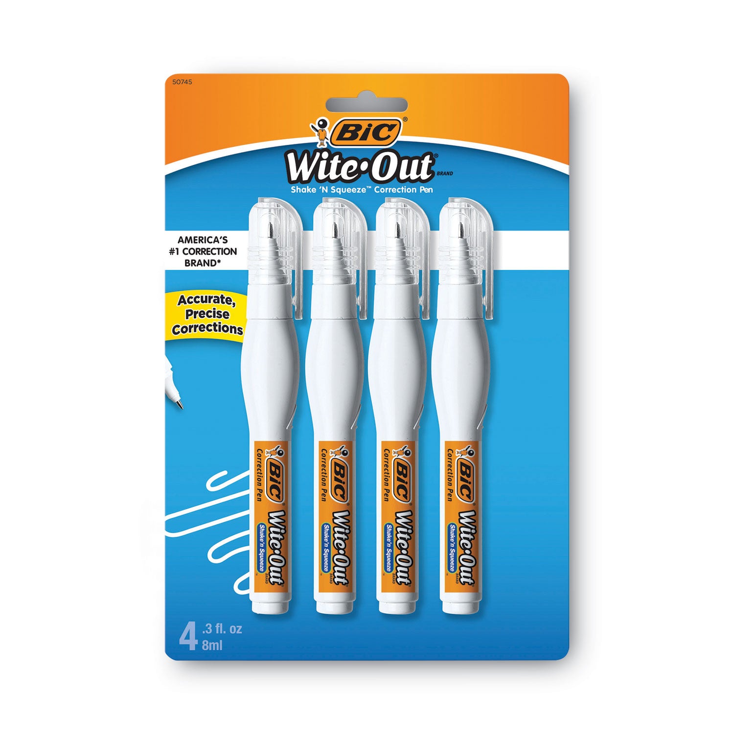 Wite-Out Shake  n Squeeze Correction Pen, 8 mL, White, 4 Pack on Sale
