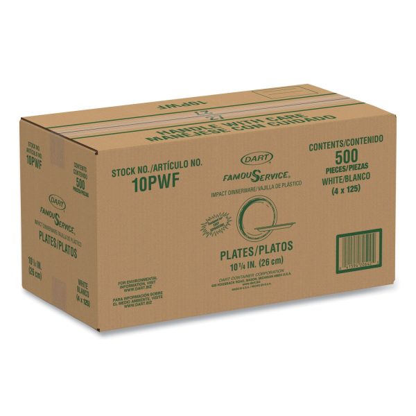 Famous Service Impact Plastic Dinnerware, Plate, 10.25  dia, White, 500 Carton For Discount - Image 2