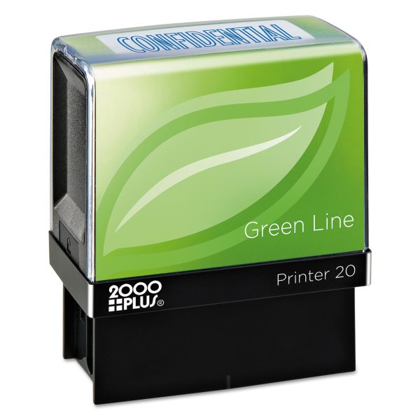 Green Line Message Stamp, Confidential, 1.5 x 0.56, Blue For Sale
