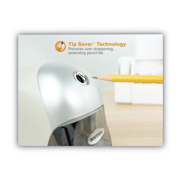 QuietSharp Executive Electric Pencil Sharpener, AC-Powered, 4 x 7.5 x 5, Gray For Discount - Image 4