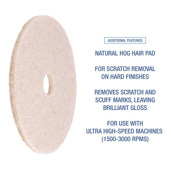 Natural Hog Hair Burnishing Floor Pads, 19  Diameter, Tan, 5 Carton Supply - Image 5