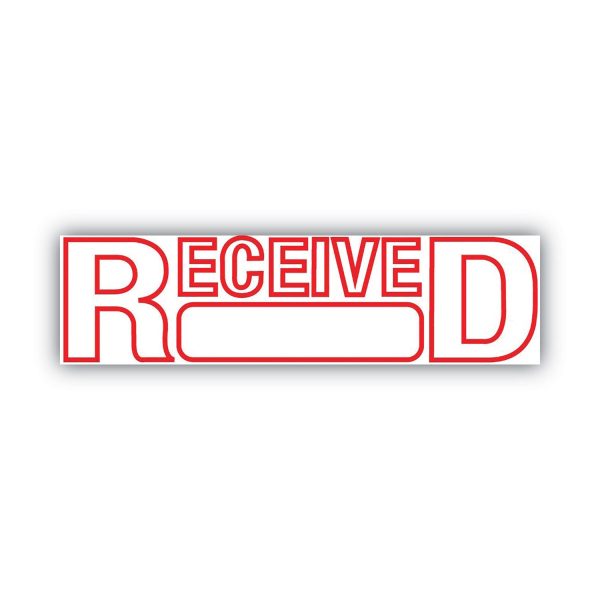 Green Line Message Stamp, Received, 1.5 x 0.56, Red For Discount - Image 2