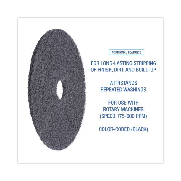 High Performance Stripping Floor Pads, 20  Diameter, Black, 5 Carton For Discount - Image 4