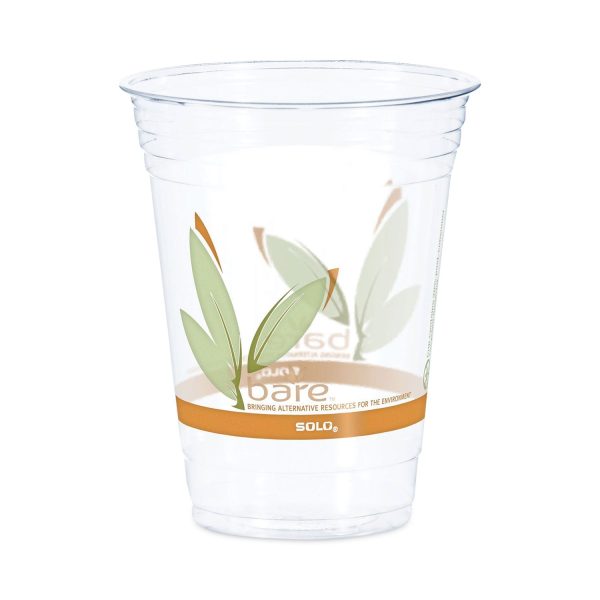 Bare Eco-Forward RPET Cold Cups, 16 oz to 18 oz, Leaf Design, Clear, 50 Pack Hot on Sale