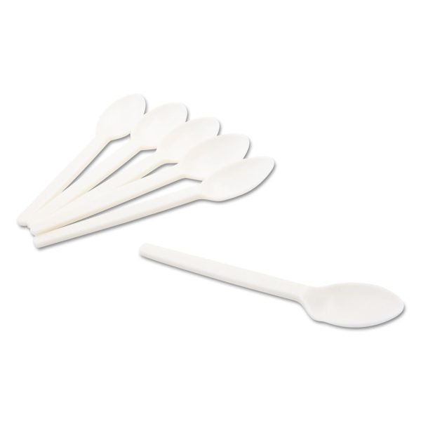 Corn Starch Cutlery, Spoon, White, 100 Pack Online Sale - Image 3