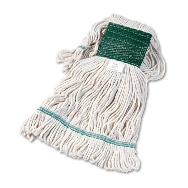 Super Loop Wet Mop Head, Cotton Synthetic Fiber, 5  Headband, Medium Size, White, 12 Carton Online Hot Sale