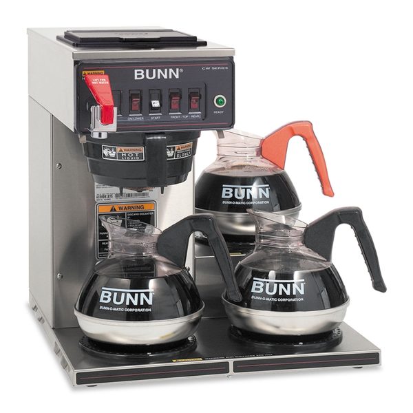 CWTF-3 Three Burner Automatic Coffee Brewer, 12-Cup, Black Stainless Steel Fashion