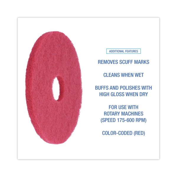 Buffing Floor Pads, 16  Diameter, Red, 5 Carton Online Sale - Image 4