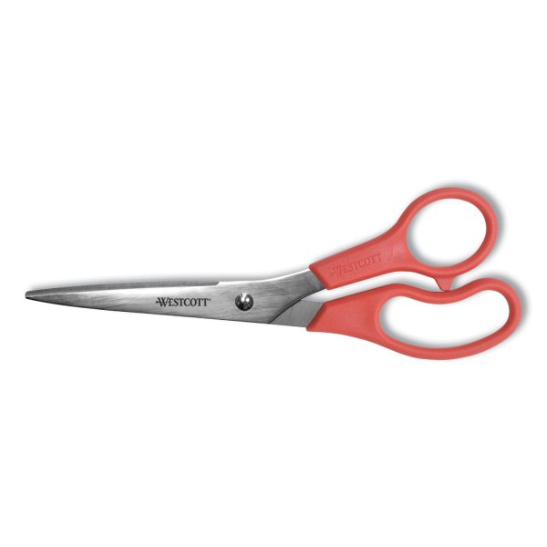 Value Line Stainless Steel Shears, 8  Long, 3.5  Cut Length, Red Straight Handle Discount