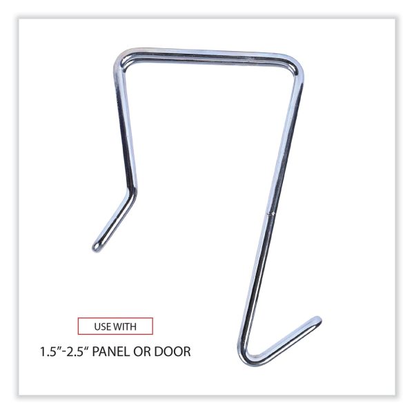 Single Sided Partition Garment Hook, Steel, 0.5 x 3.13 x 4.75, Over-the-Door Over-the-Panel Mount, Silver, 2 Pack Fashion - Image 4