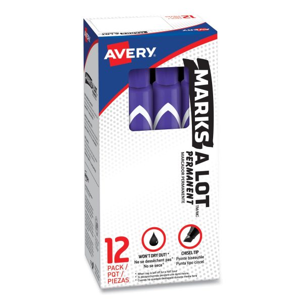 MARKS A LOT Large Desk-Style Permanent Marker, Broad Chisel Tip, Purple, Dozen (8884) For Discount - Image 2