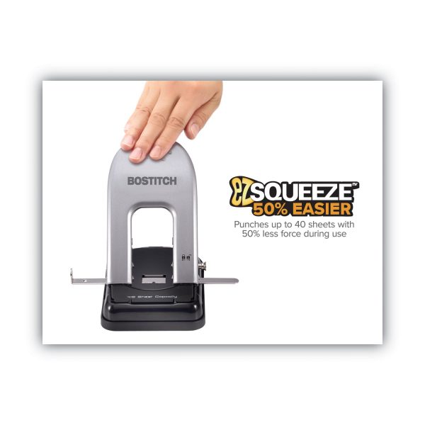 40-Sheet EZ Squeeze Two-Hole Punch, 9 32  Holes, Black Silver Hot on Sale - Image 3