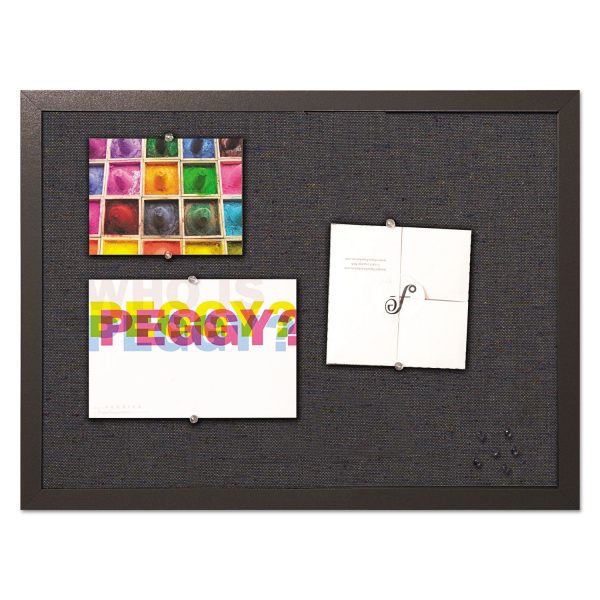 Designer Fabric Bulletin Board, 24 x 18, Black Surface, Black MDF Wood Frame For Sale - Image 3