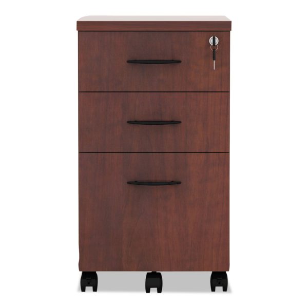 Alera Valencia Series Mobile Pedestal File, Left Right, 3-Drawer: Box Box File, Legal Letter, Cherry, 15.88  x 20.5  x 28.38 For Sale - Image 2