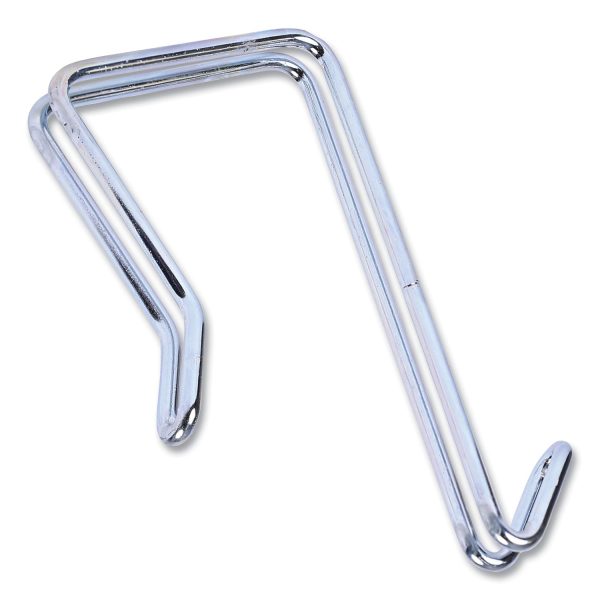 Single Sided Partition Garment Hook, Steel, 0.5 x 3.13 x 4.75, Over-the-Door Over-the-Panel Mount, Silver, 2 Pack Fashion