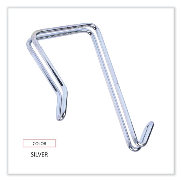 Single Sided Partition Garment Hook, Steel, 0.5 x 3.13 x 4.75, Over-the-Door Over-the-Panel Mount, Silver, 2 Pack Fashion - Image 3