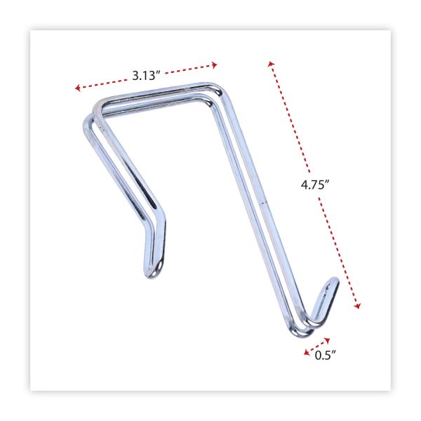 Single Sided Partition Garment Hook, Steel, 0.5 x 3.13 x 4.75, Over-the-Door Over-the-Panel Mount, Silver, 2 Pack Fashion - Image 2