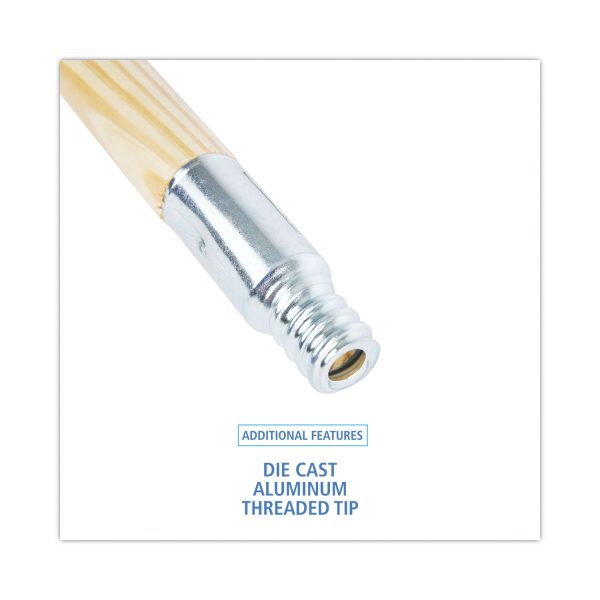 Metal Tip Threaded Hardwood Broom Handle, 0.94  dia x 60 , Natural Online now - Image 2