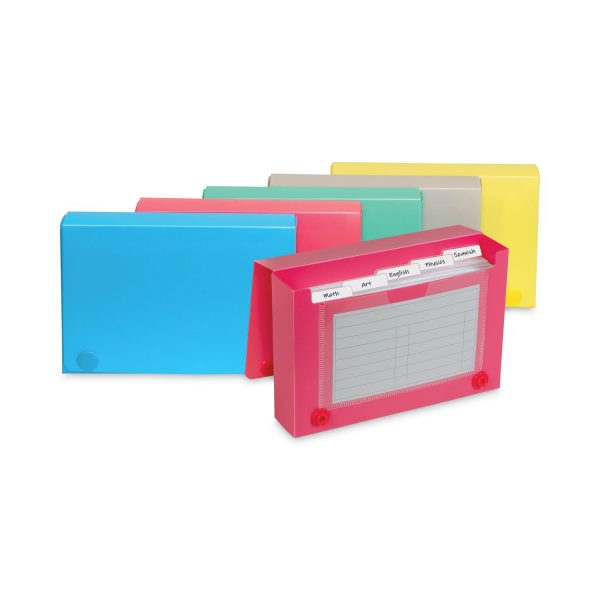 Index Card Case, Holds 100 3 x 5 Cards, 5.38 x 1.25 x 3.5, Polypropylene, Assorted Colors Fashion - Image 3