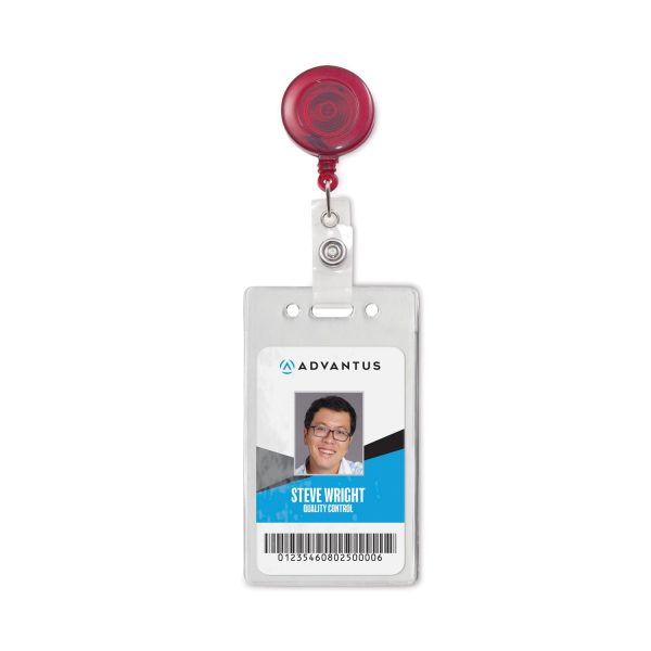 Translucent Retractable ID Card Reel, 30  Extension, Red, 12 Pack Cheap - Image 3