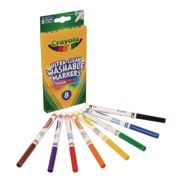 Ultra-Clean Washable Markers, Fine Bullet Tip, Assorted Colors, 8 Pack Online Hot Sale