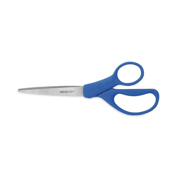 Preferred Line Stainless Steel Scissors, 8  Long, 3.5  Cut Length, Blue Straight Handles, 2 Pack Supply