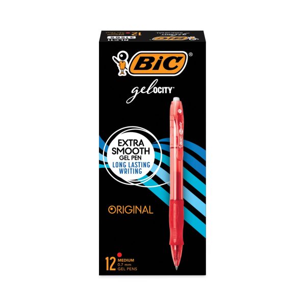 Gel-ocity Gel Pen, Retractable, Medium 0.7 mm, Red Ink, Translucent Red Barrel, Dozen Hot on Sale