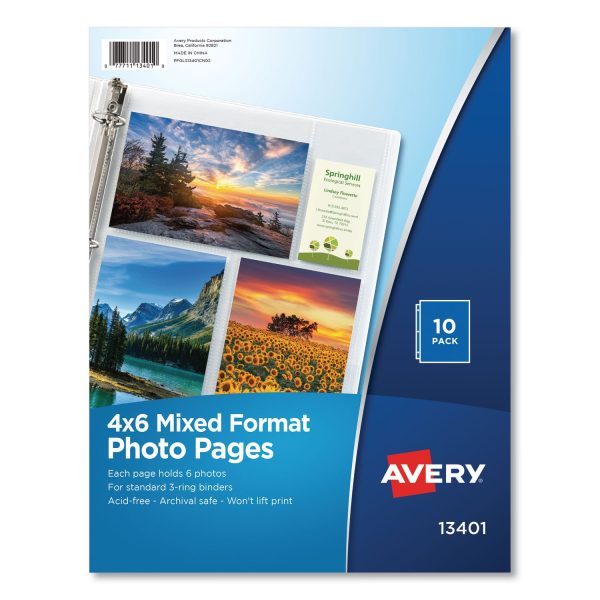 Photo Storage Pages for Six 4 x 6 Mixed Format Photos, 3-Hole Punched, 10 Pack Online