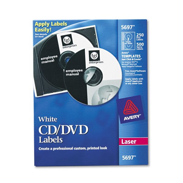 Laser CD Labels, Matte White, 250 Pack Supply