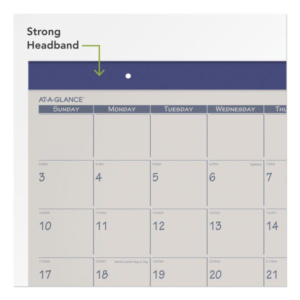 Fashion Color Desk Pad, 22 x 17, Stone Blue Sheets, Blue Binding, Clear Corners, 12-Month (Jan to Dec): 2024 on Sale - Image 2