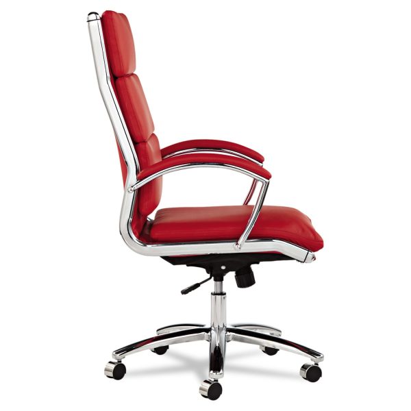 Alera Neratoli High-Back Slim Profile Chair, Faux Leather, Up to 275 lb, 17.32  to 21.25  Seat Height, Red Seat Back, Chrome Discount - Image 2