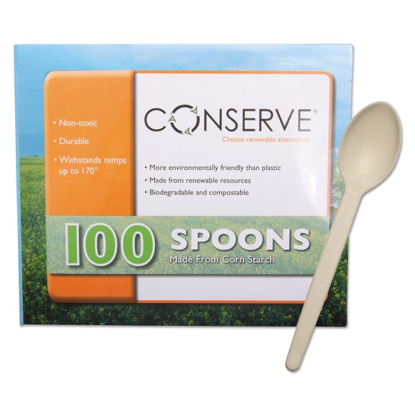 Corn Starch Cutlery, Spoon, White, 100 Pack Online Sale