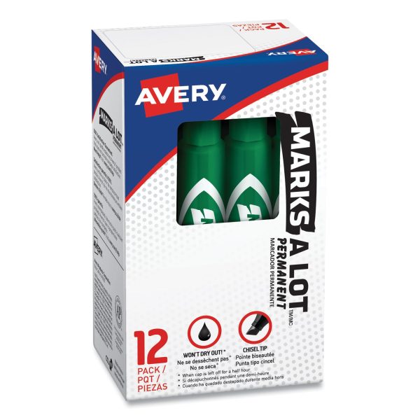 MARKS A LOT Regular Desk-Style Permanent Marker, Broad Chisel Tip, Green, Dozen (7885) Online - Image 2