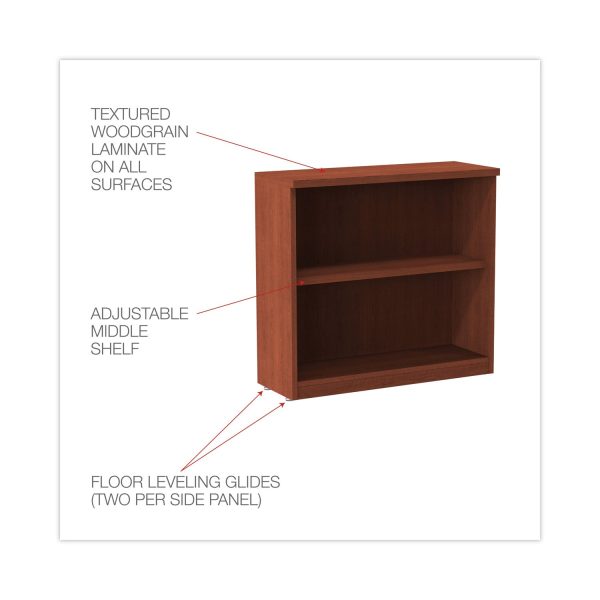 Alera Valencia Series Bookcase, Two-Shelf, 31.75w x 14d x 29.5h, Med Cherry Online Sale - Image 3