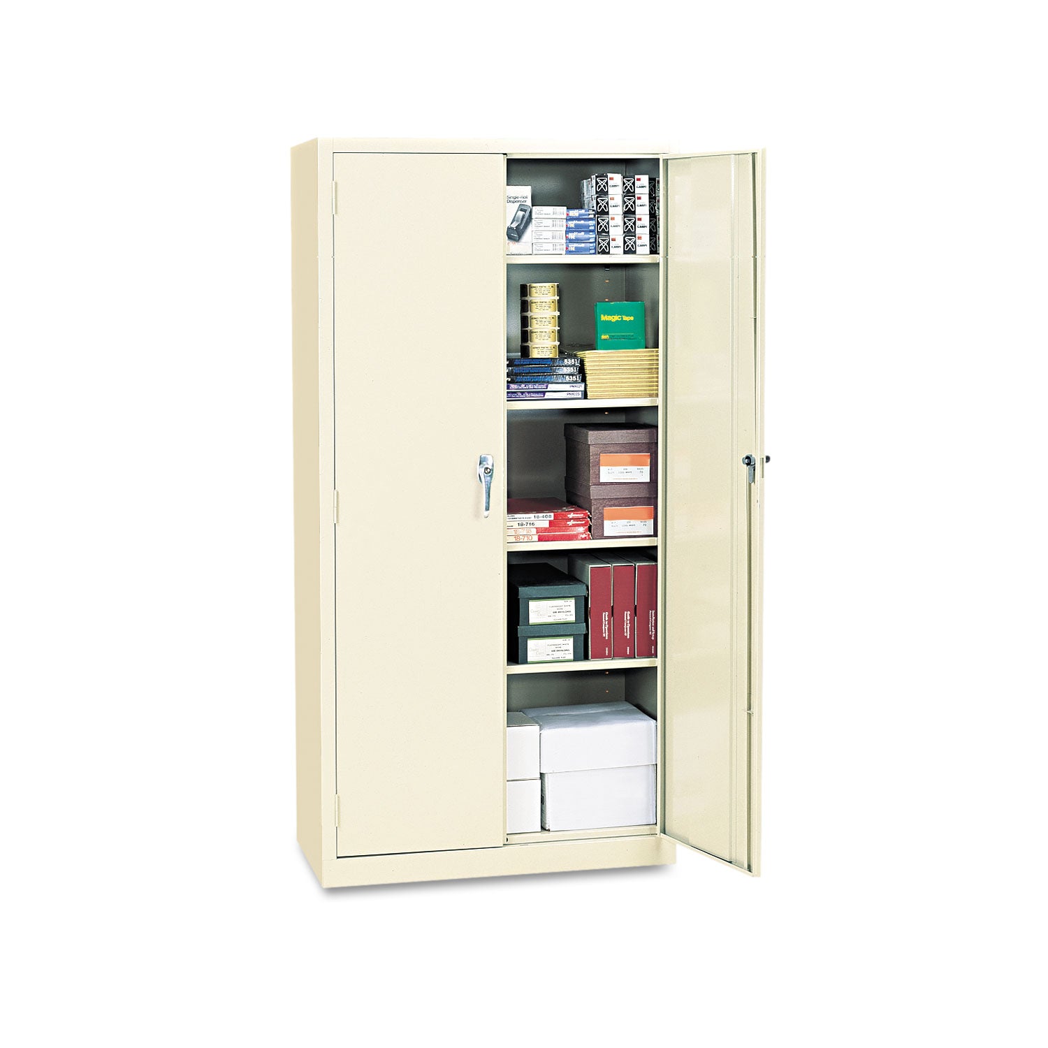 Assembled 72  High Heavy-Duty Welded Storage Cabinet, Four Adjustable Shelves, 36w x 18d, Putty Supply