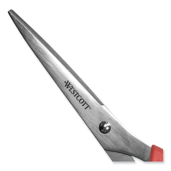 Value Line Stainless Steel Shears, 8  Long, 3.5  Cut Length, Red Straight Handle Discount - Image 3